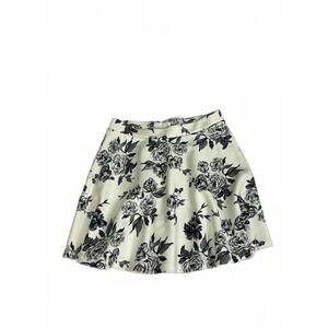 Forever 21 Floral Skater Skirt - Cream & Black